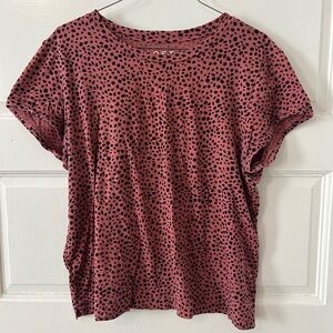 LOFT Women's Pink Leopard Patterned Tee